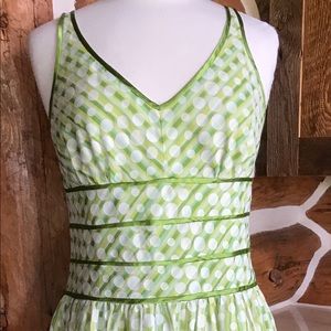 Robbie Bee Green Yellow White Polka Dot Sundress 8